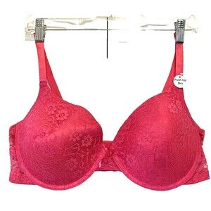 New! Full Lace Push-Up Bra 40D Pink Molded Underwire Nylon Brand New